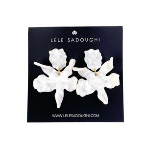 Lele Sadoughi Small Paper Lily Earrings White